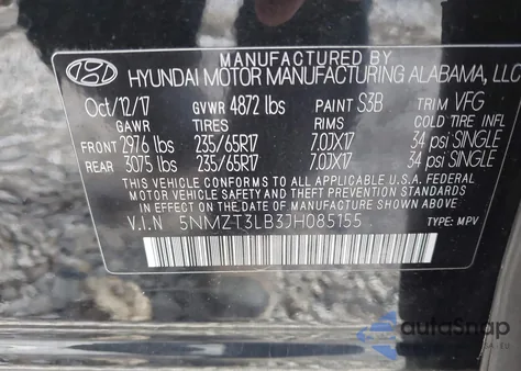 2018 Hyundai Santa Fe Sport 2.4L from USA, damaged, VIN 5NMZT3LB3JH085155